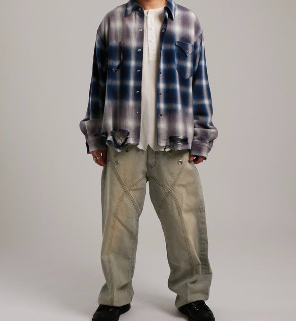  「【FromVintage】ダメージチェックシャツ」|シャツ・ブラウス|