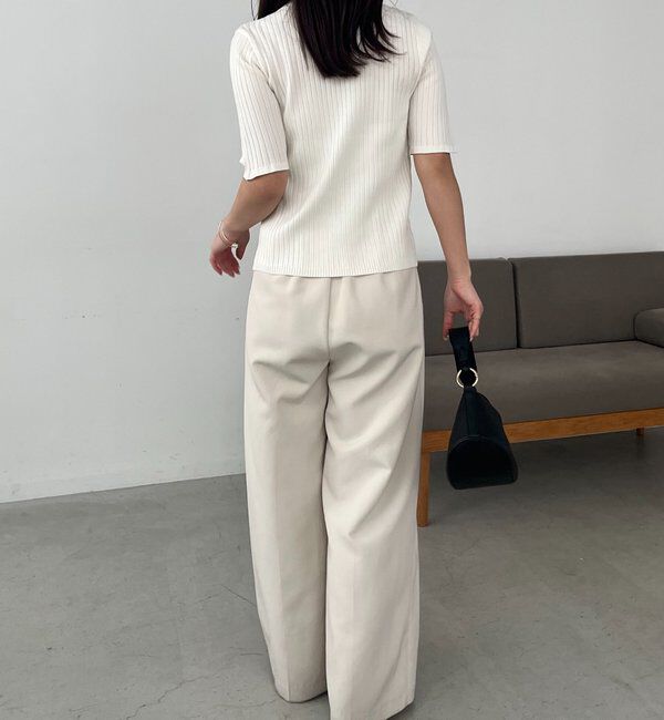  「【全骨格◎】ハーフスリーブポロニット」|カーディガン|