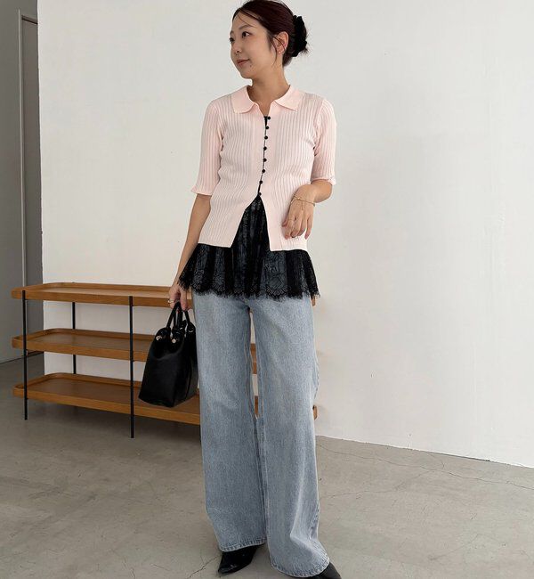  「【全骨格◎】ハーフスリーブポロニット」|カーディガン|