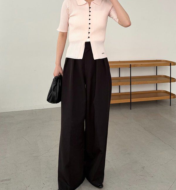  「【全骨格◎】ハーフスリーブポロニット」|カーディガン|