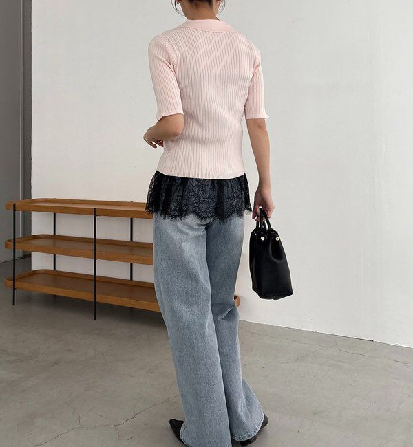  「【全骨格◎】ハーフスリーブポロニット」|カーディガン|