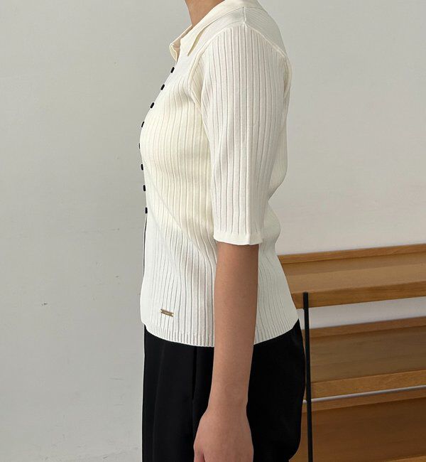  「【全骨格◎】ハーフスリーブポロニット」|カーディガン|