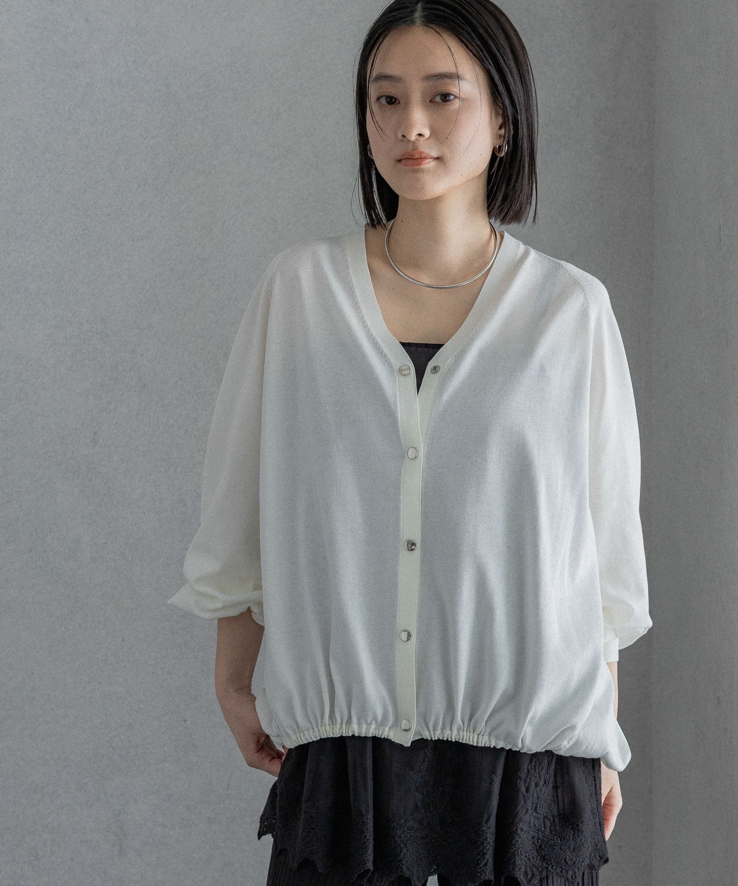 A part by 「【UVカット】ドロストビッグVカーディガン」|ニット・セーター|ホワイト