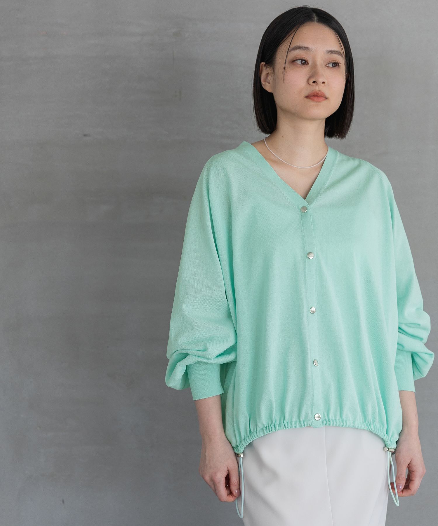 A part by 「【UVカット】ドロストビッグVカーディガン」|ニット・セーター|グリーン