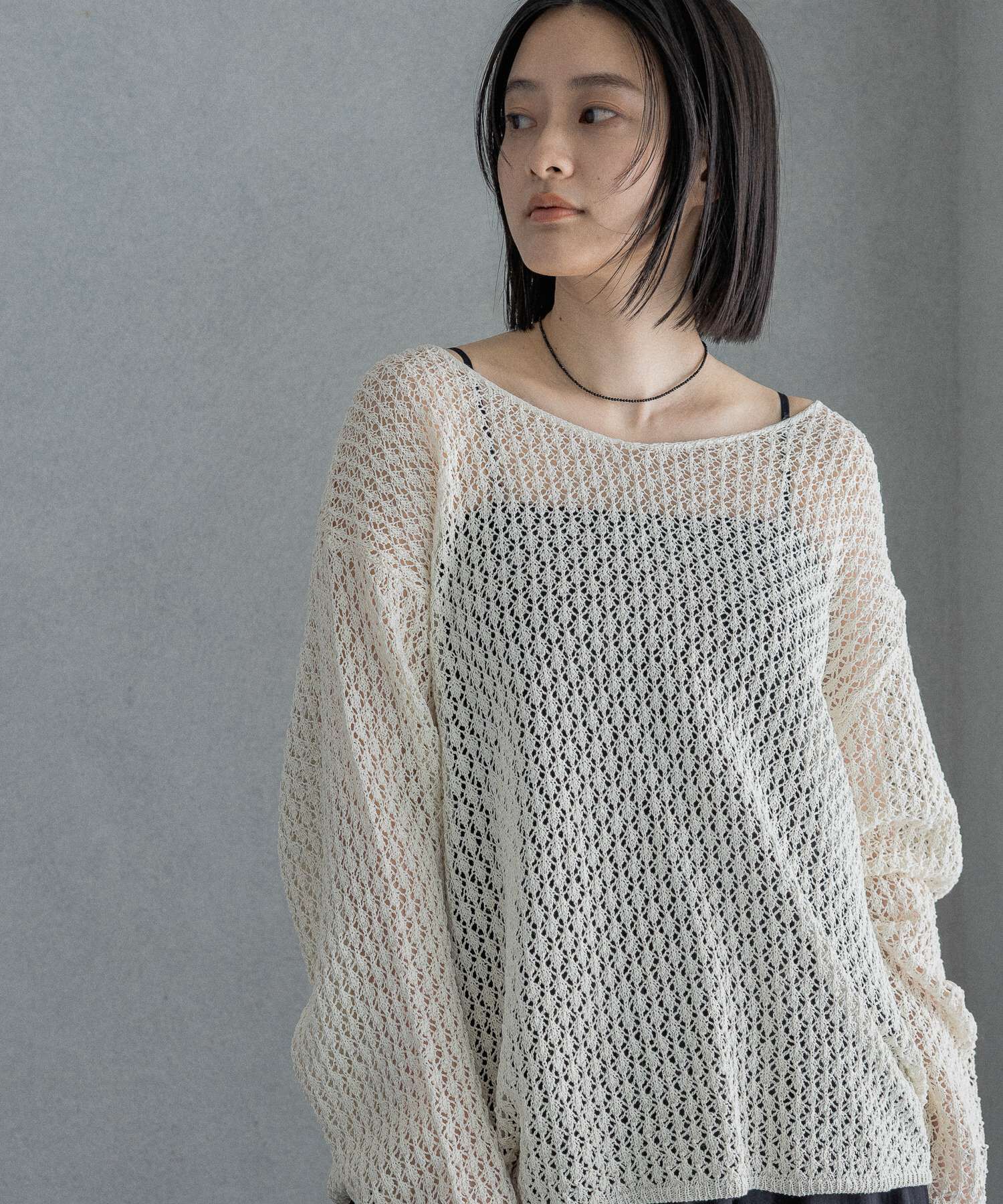 A part by 「レースアミプルオーバー_長袖」|カーディガン|ナチュラル