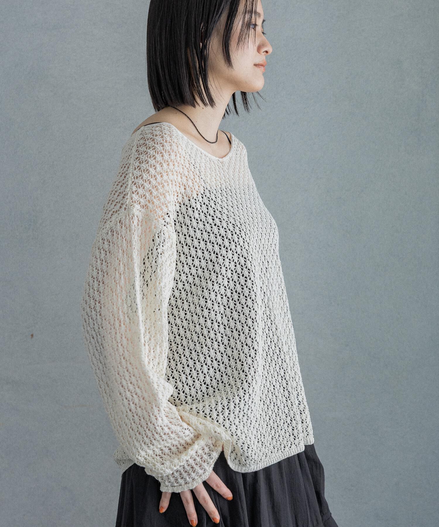 A part by 「レースアミプルオーバー_長袖」|カーディガン|