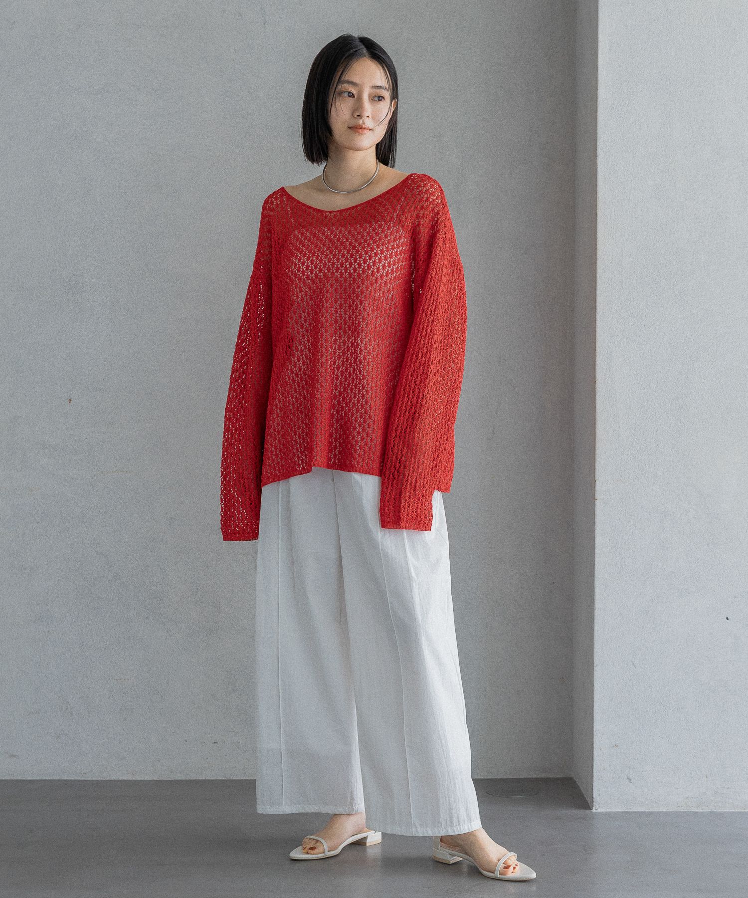 A part by 「レースアミプルオーバー_長袖」|カーディガン|