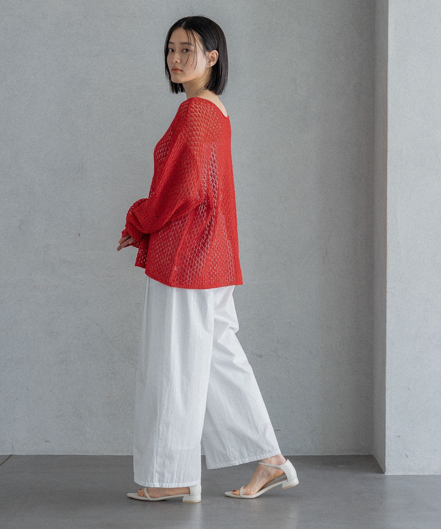 A part by 「レースアミプルオーバー_長袖」|カーディガン|