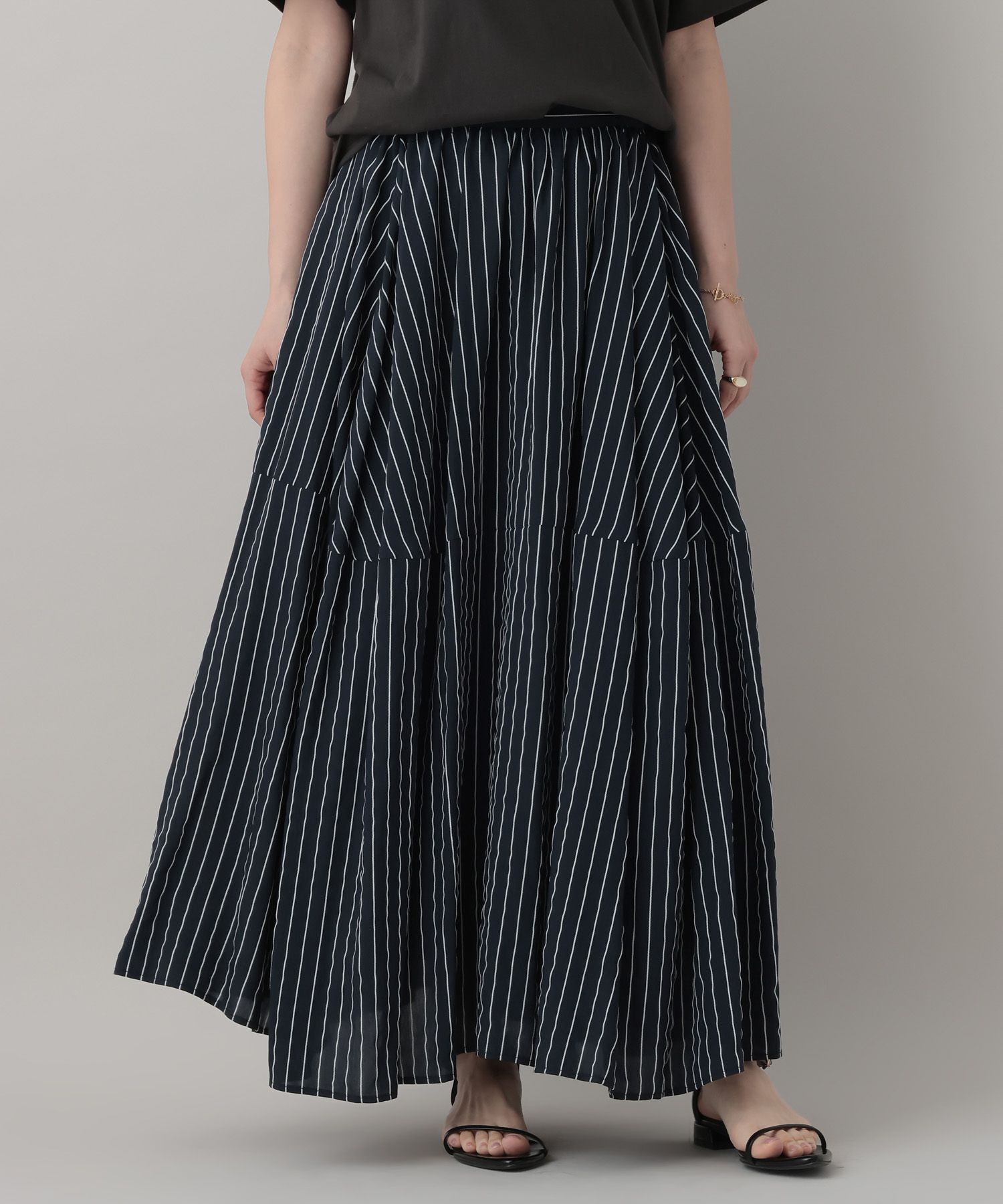A part by 「ストライプパネルフレアースカート」|スカート|