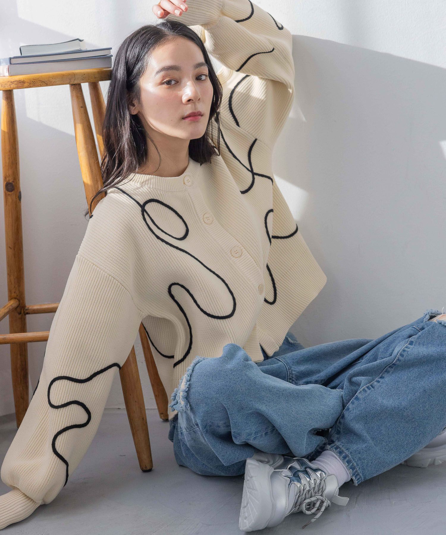 LOWRYS FARM「【前後着用可能】エンブロイダリー２ＷＡＹカーディガン」|ニット・セーター|NTL