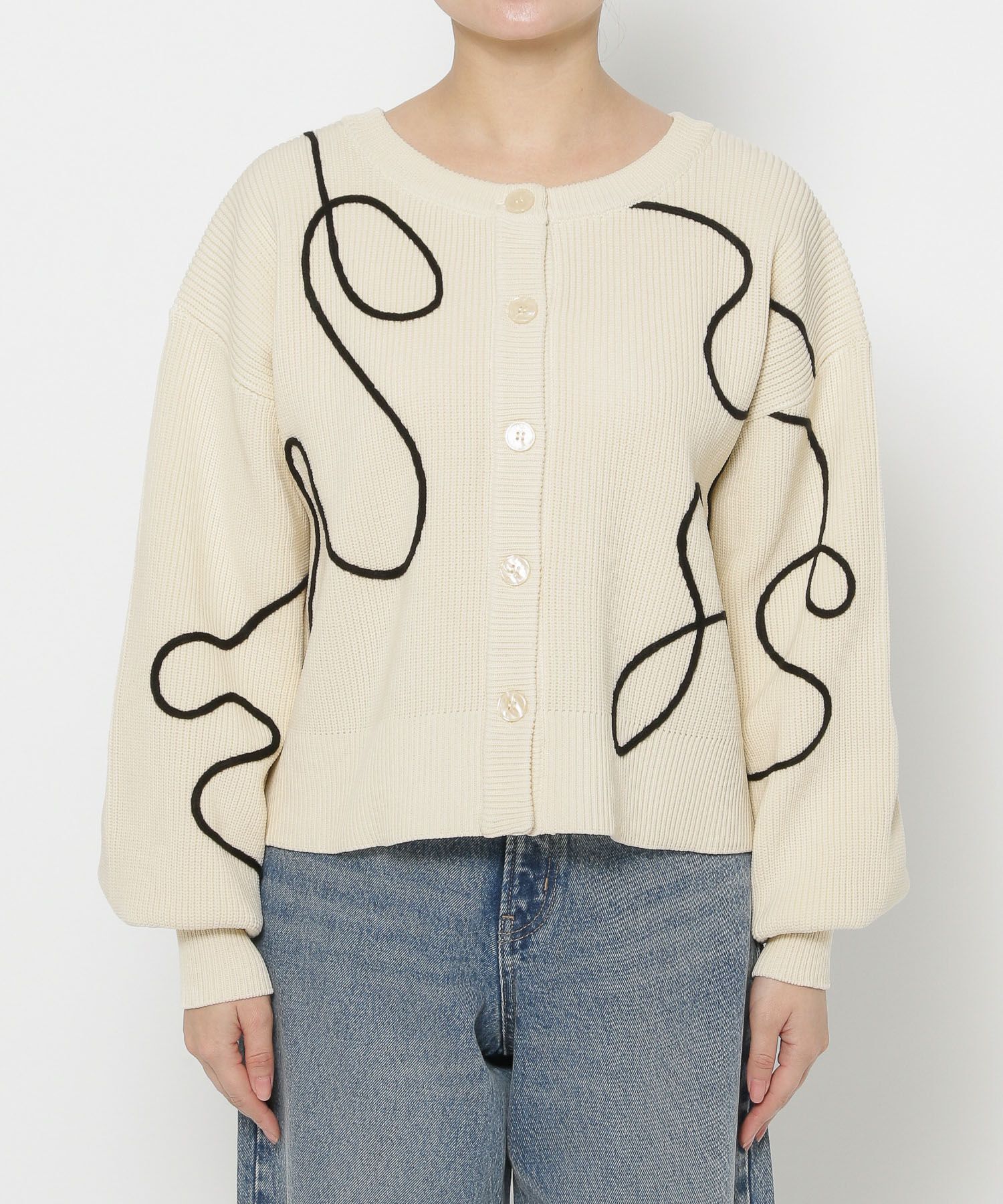 LOWRYS FARM「【前後着用可能】エンブロイダリー２ＷＡＹカーディガン」|ニット・セーター|