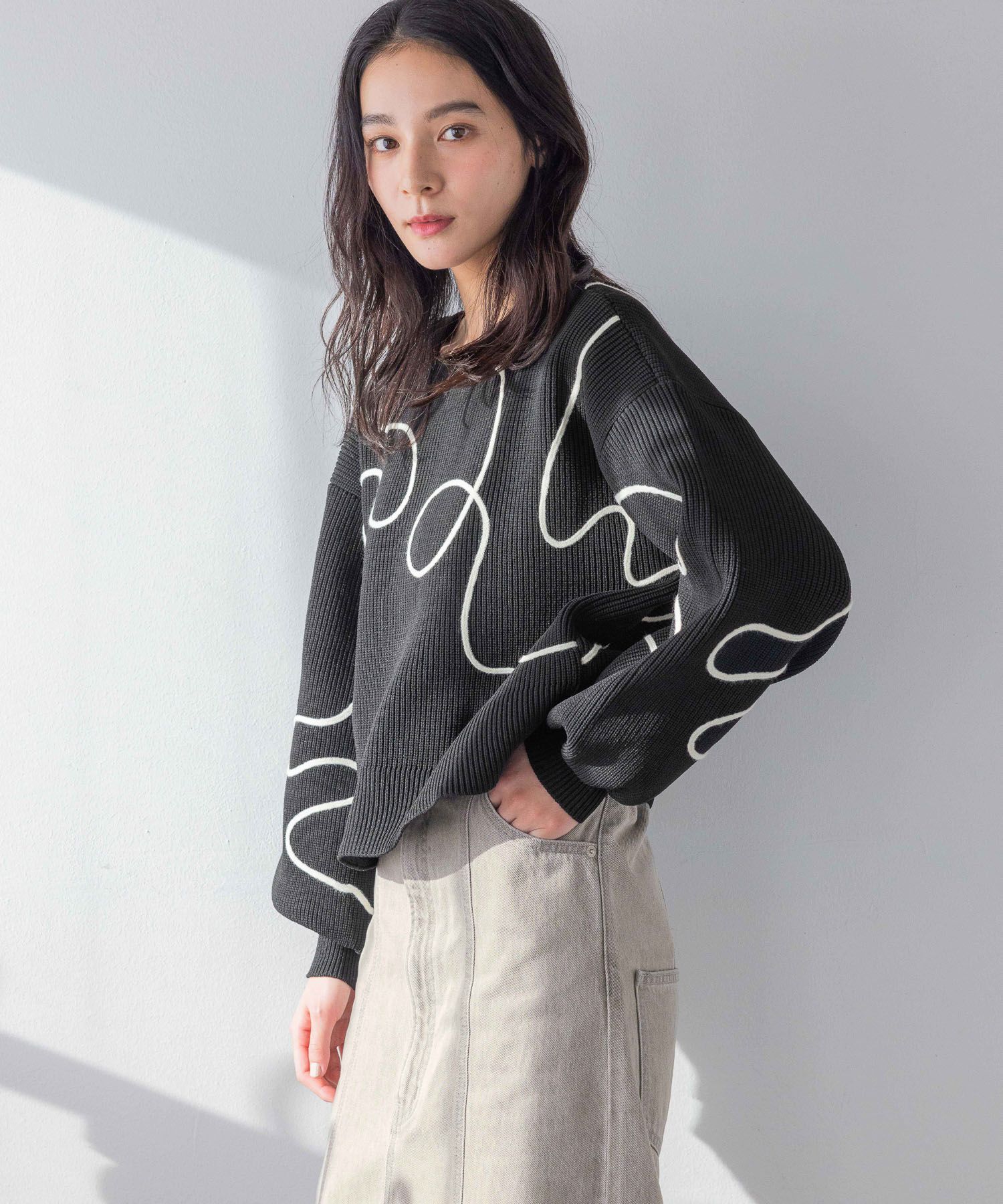 LOWRYS FARM「【前後着用可能】エンブロイダリー２ＷＡＹカーディガン」|ニット・セーター|