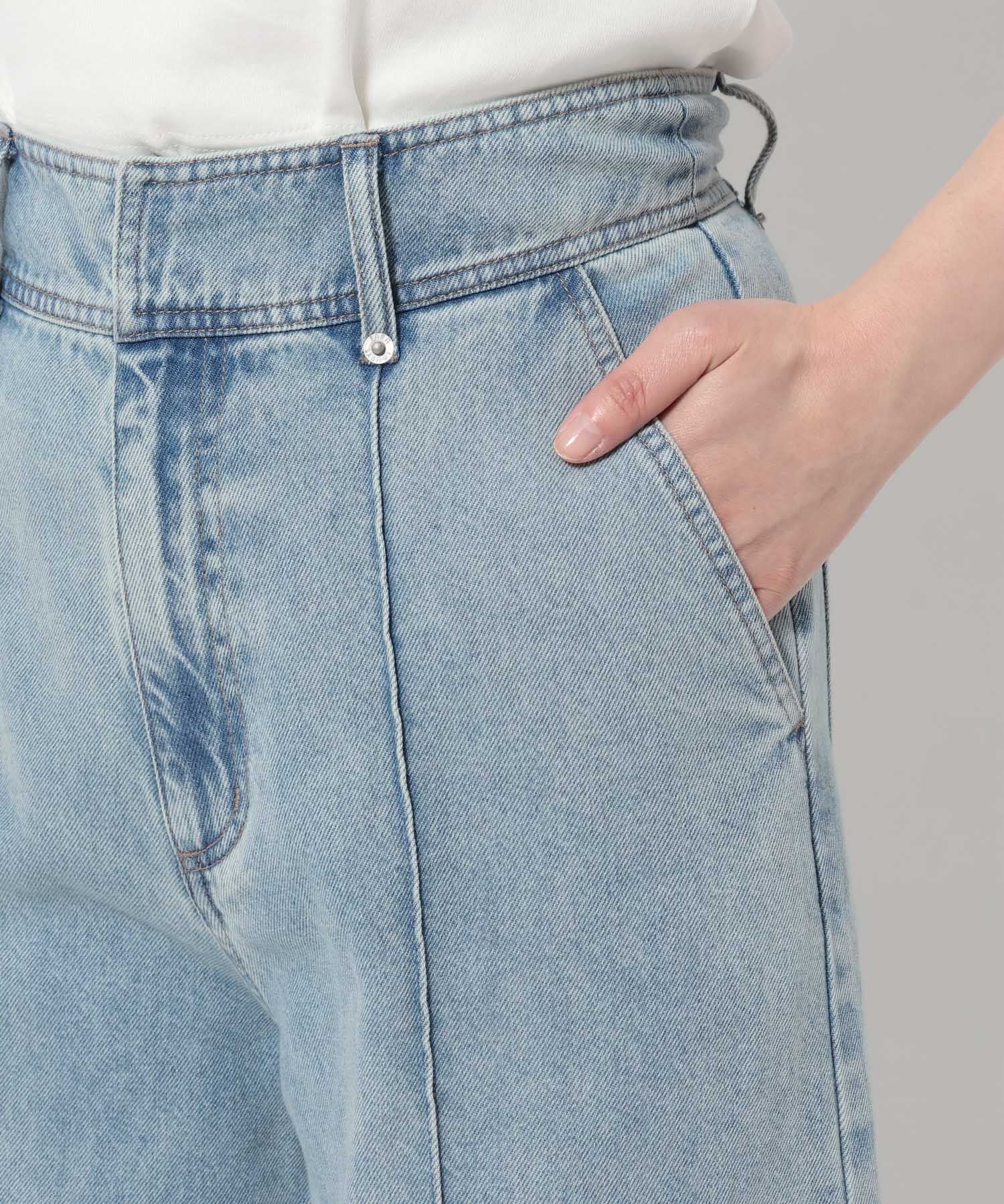 LOWRYS FARM「ハイウエストバギーデニム」|デニム|