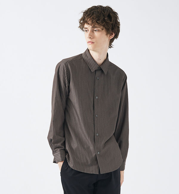 ABAHOUSE「レギュラーカラーストライプ 長袖シャツ」|シャツ・ブラウス|チャコールグレー