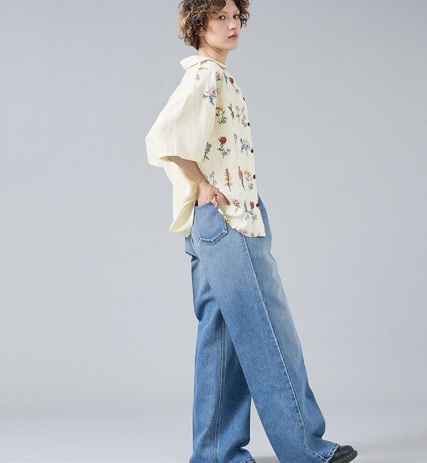 ABAHOUSE「【Revo. / レヴォ】TH-4085 フラワーエンブロイダリー 刺繍 半袖シ」|シャツ・ブラウス|