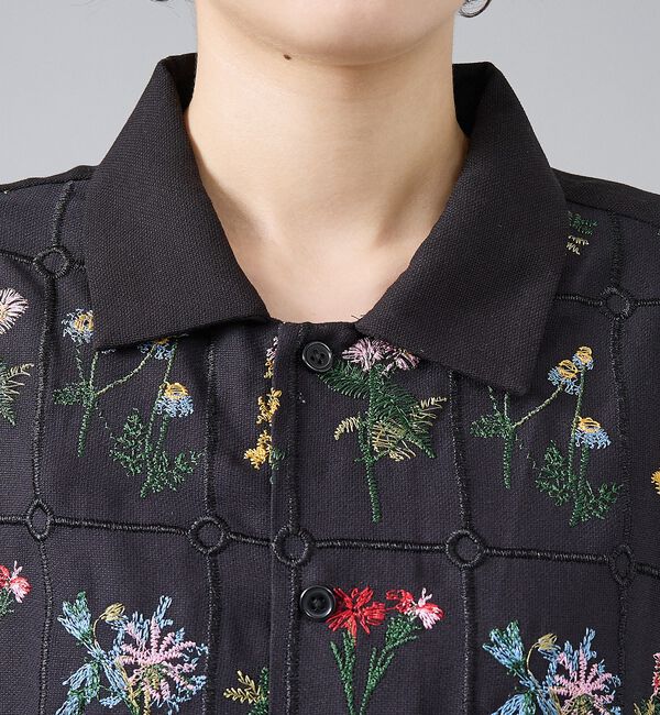 ABAHOUSE「【Revo. / レヴォ】TH-4085 フラワーエンブロイダリー 刺繍 半袖シ」|シャツ・ブラウス|