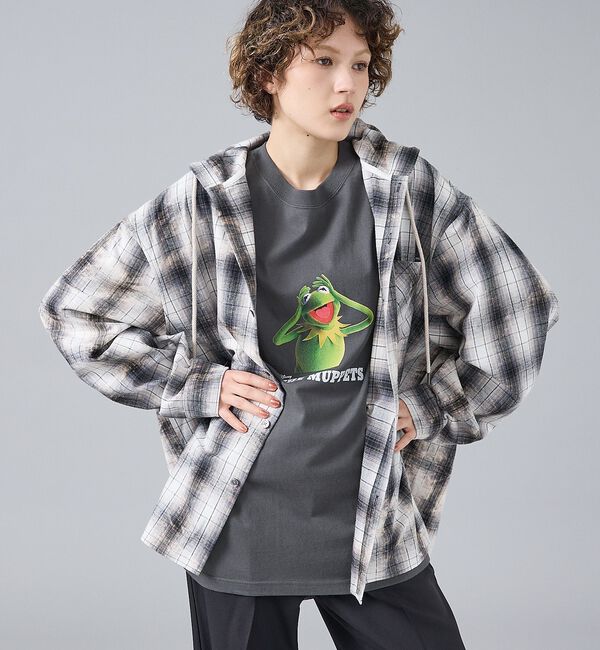 ABAHOUSE「【Revo. / レヴォ】TH-4115 ブリーチ加工 フード チェック長袖シャ」|シャツ・ブラウス|