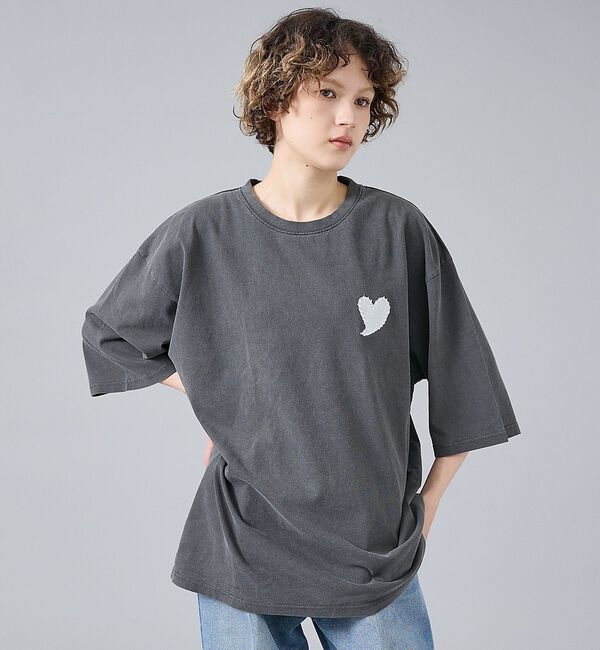 ABAHOUSE「【Revo. / レヴォ】TH-3786-A ハートエンブロイ ピグメント加工」|Tシャツ・カットソー|ブラック系その他2
