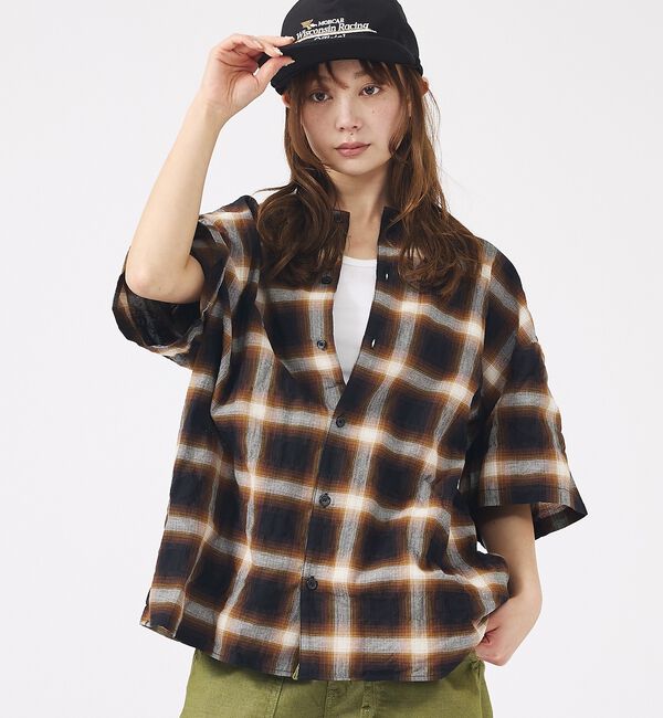 ABAHOUSE「【Revo. / レヴォ】TH-4093 / オンブレチェック 半袖シャツ /」|シャツ・ブラウス|