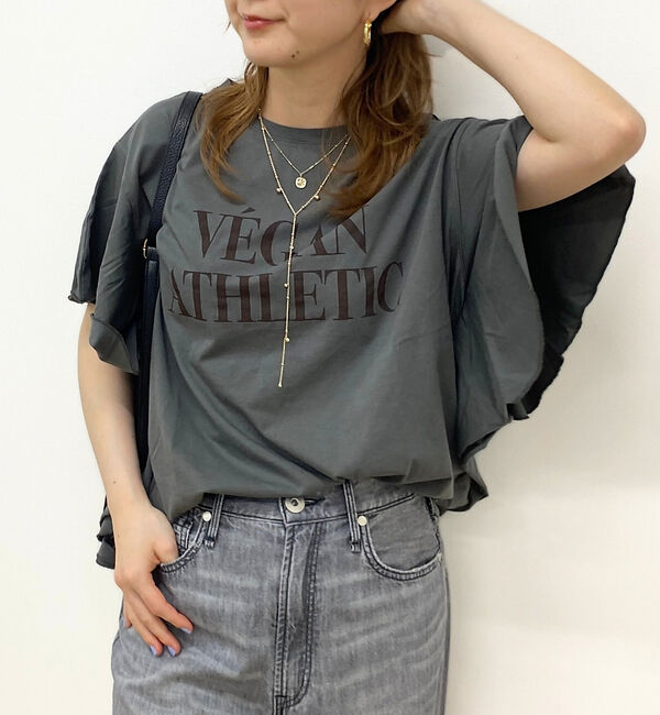 Rouge vif「【MICA＆DEAL/マイカ＆ディール】VEGAN ATHLETIC ロゴフリル」|Tシャツ・カットソー|チャコールグレー