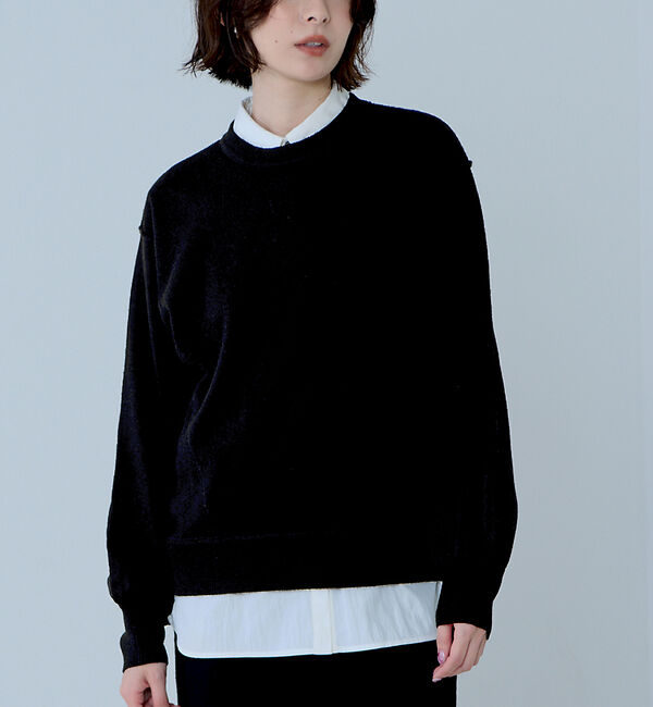 NOMINE「【セットアップ/ユニセックス】スウェットライク ニット プルオーバー」|ニット・セーター|ブラック