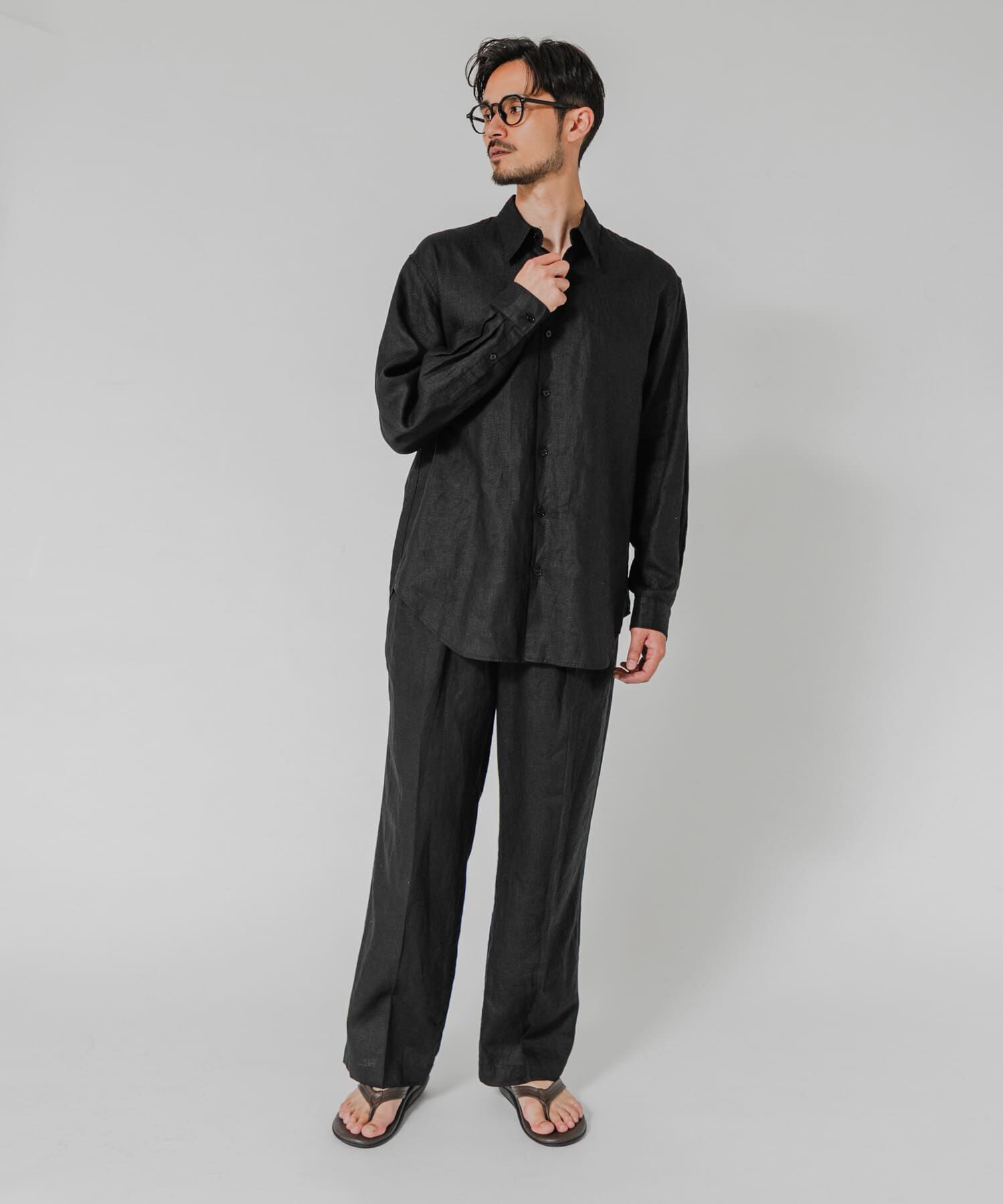 URBAN RESEARCH「LINEN WIDE EASY PANTS」|その他|ブラック
