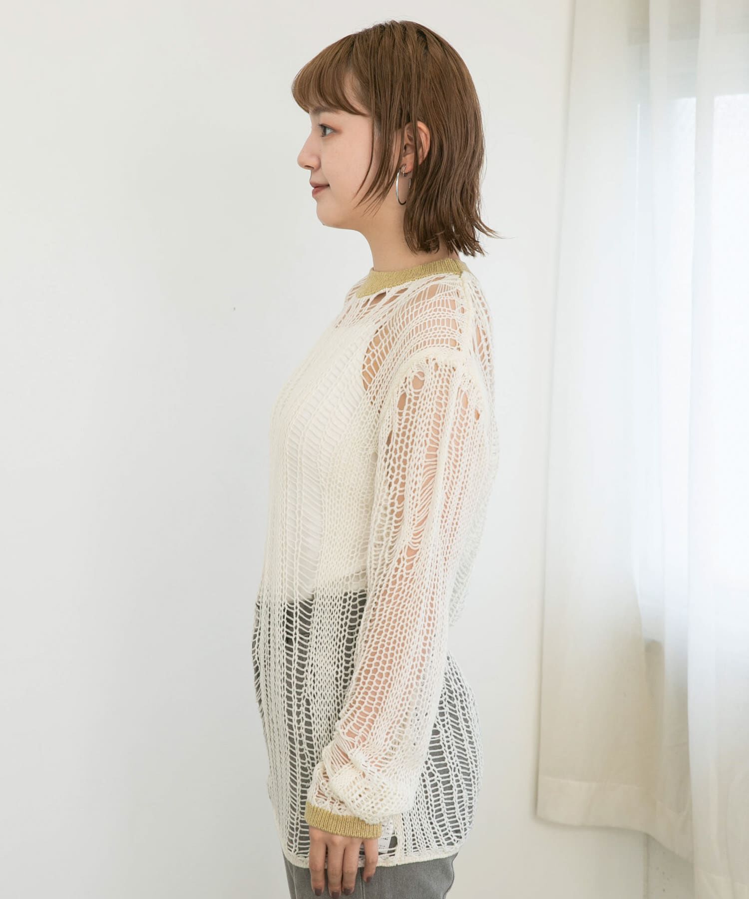  「ランダム透かし編みルーズニット」|ニット・セーター|