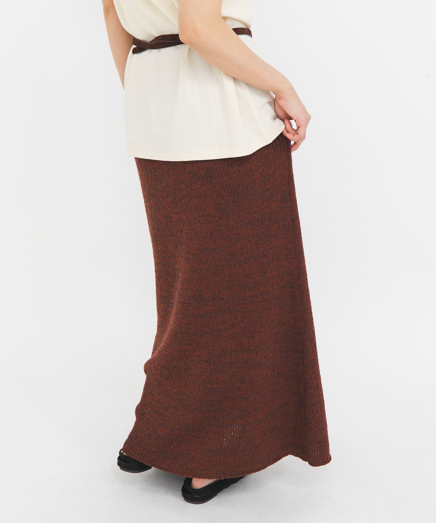  「メランジRIBニットスカート」|スカート|
