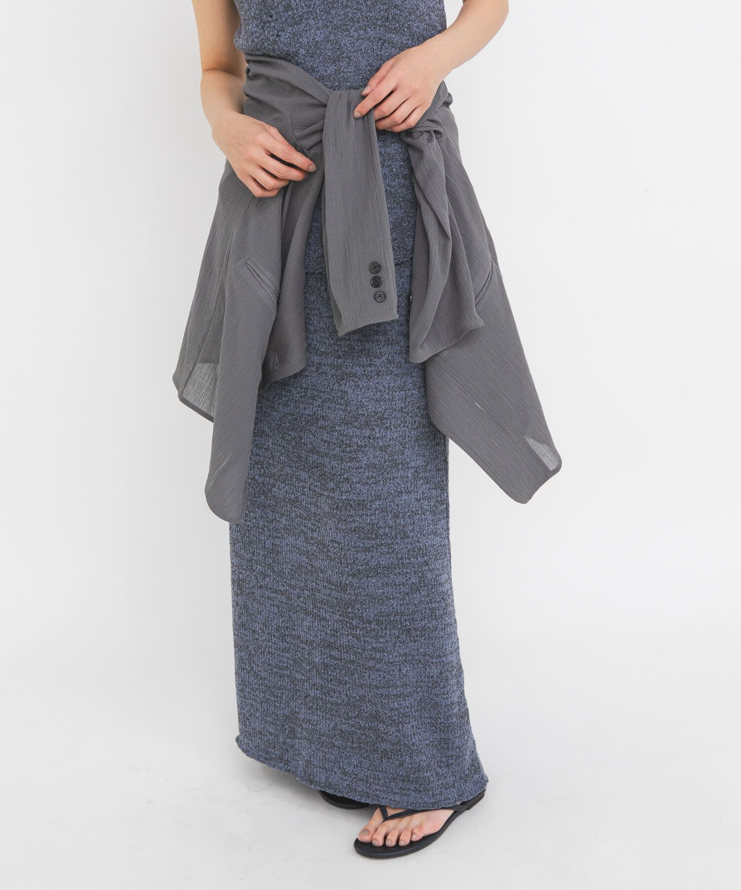  「メランジRIBニットスカート」|スカート|ブルー系その他