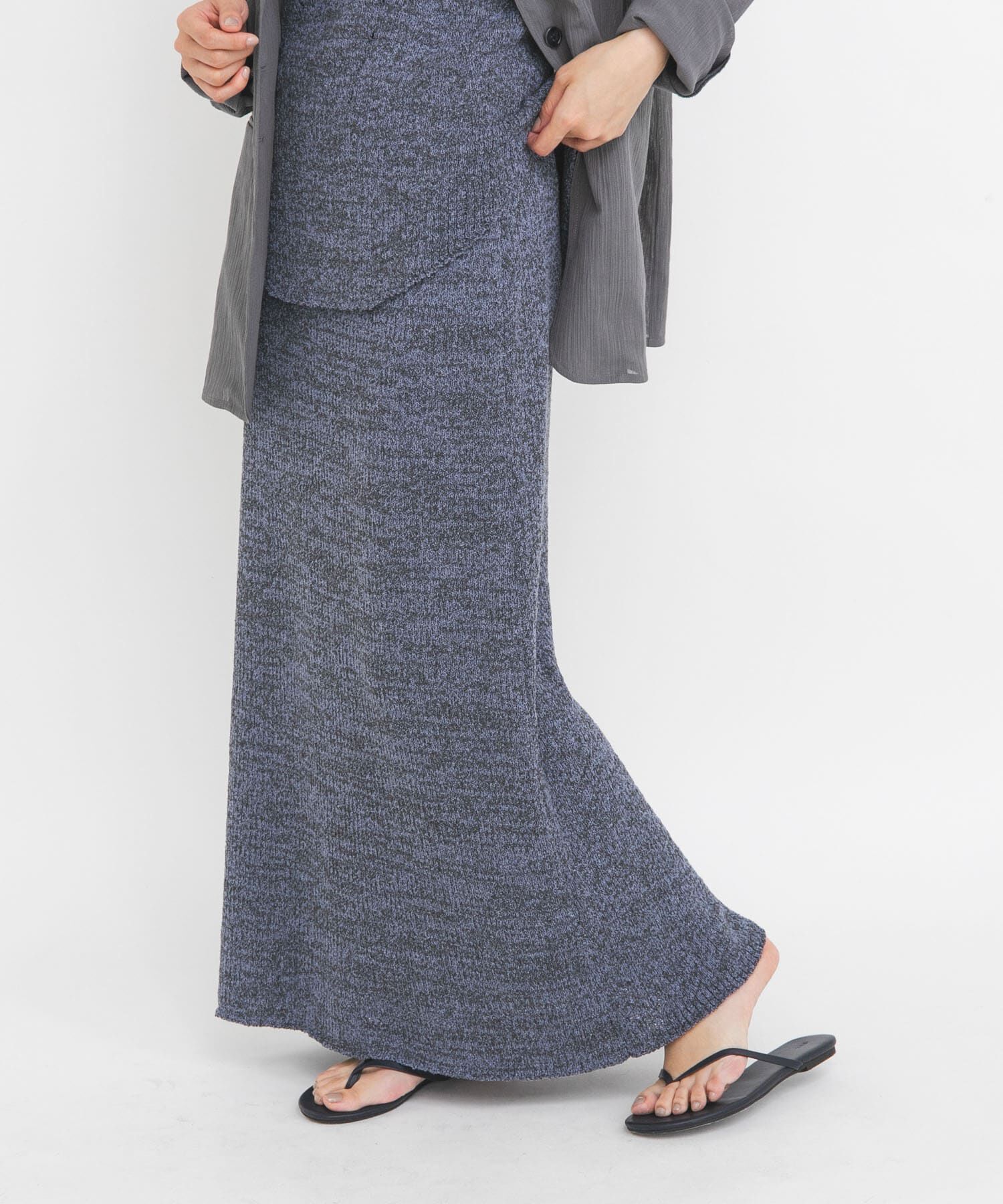  「メランジRIBニットスカート」|スカート|