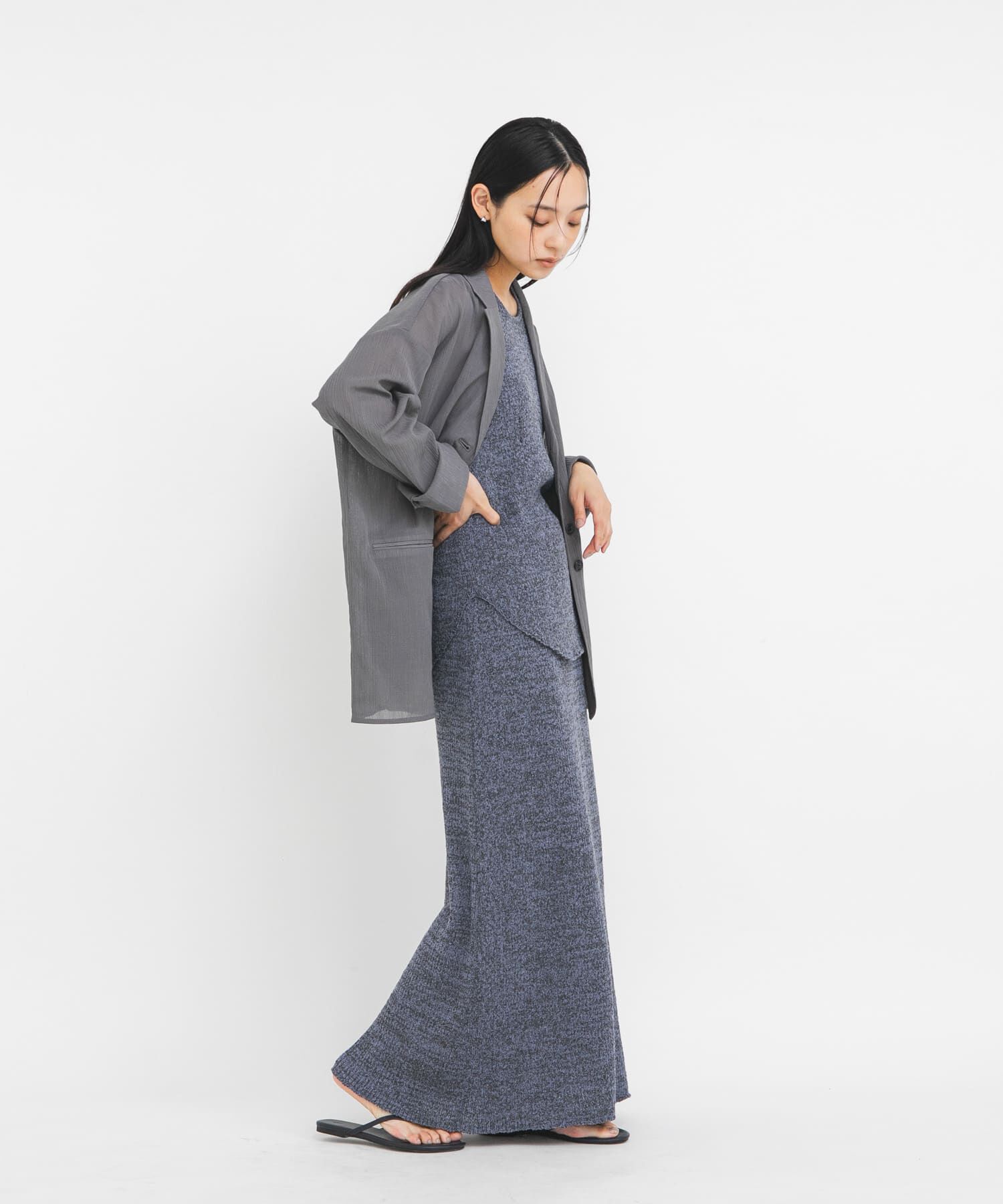  「メランジRIBニットスカート」|スカート|