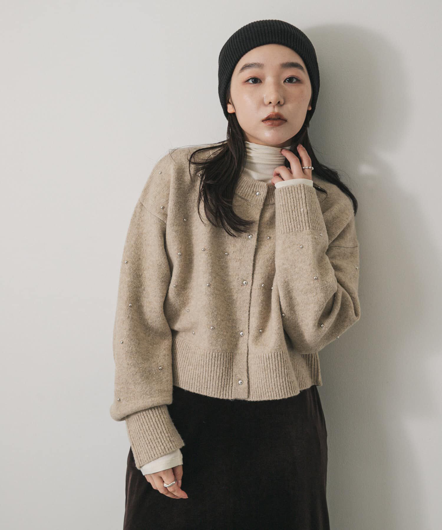 SENSE OF PLACE by URBAN RESEARCH「『洗濯可』ボールビーズカーディガン」|カーディガン|ベージュ