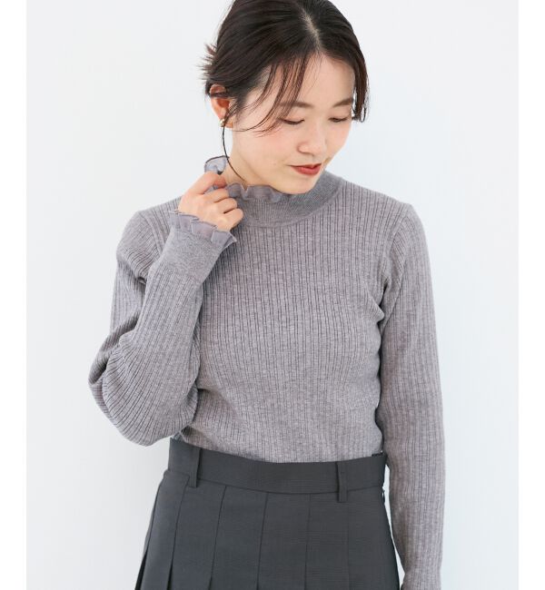  「《手洗い可能》シアーフリルリブニット」|ニット・セーター|