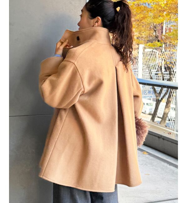  「スタンドネックテントラインウールコート」|その他|