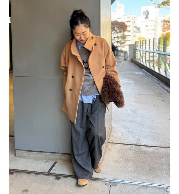  「スタンドネックテントラインウールコート」|その他|