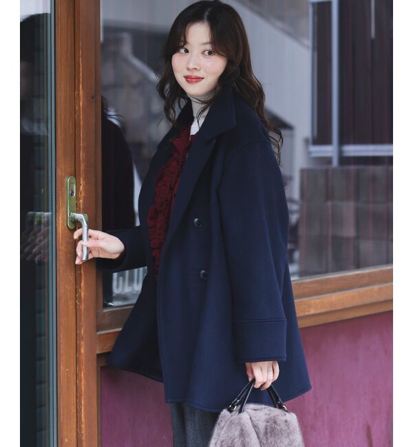  「スタンドネックテントラインウールコート」|その他|