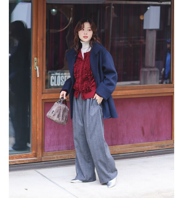  「スタンドネックテントラインウールコート」|その他|