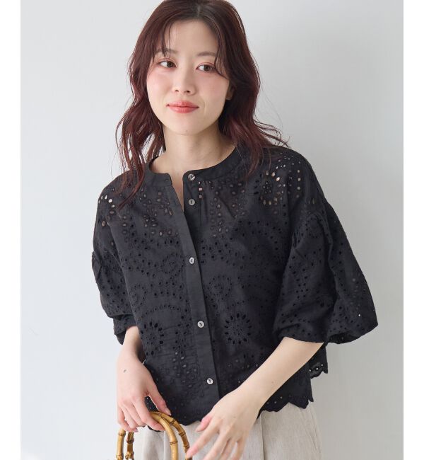  「カットワーク刺繍バルーンスリーブブラウス」|シャツ・ブラウス|