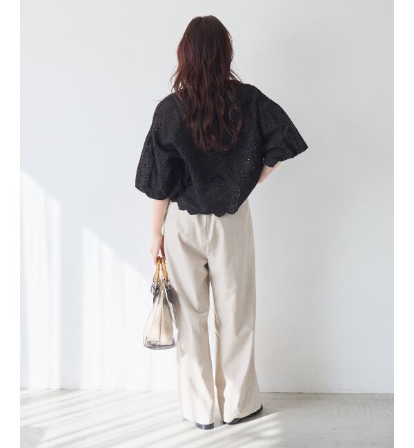 「カットワーク刺繍バルーンスリーブブラウス」|シャツ・ブラウス|