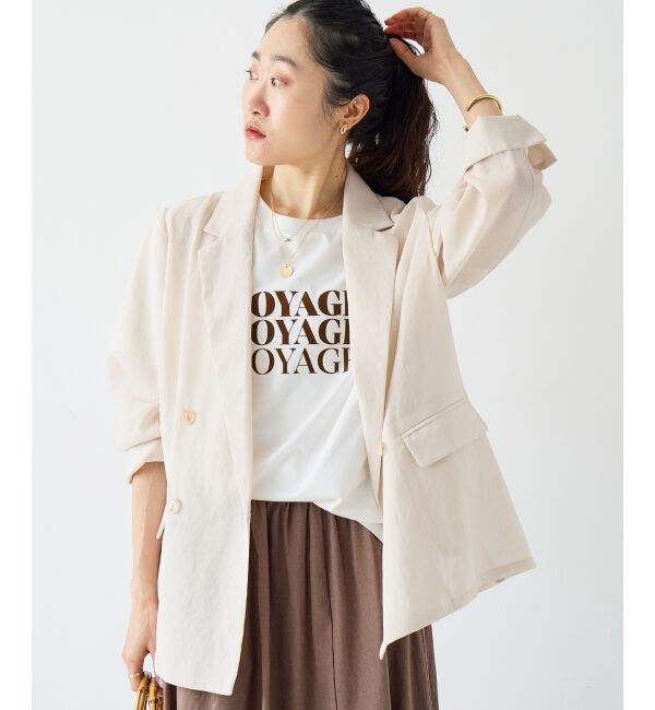  「≪手洗い可能≫リネンライクテーラードジャケット」|その他|