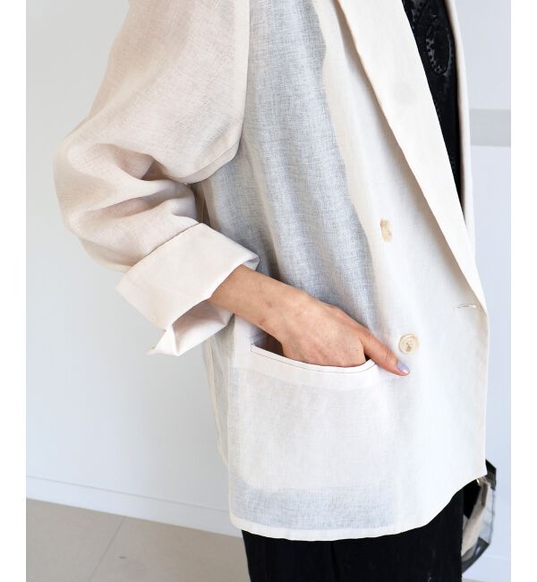  「≪手洗い可能≫リネンライクテーラードジャケット」|その他|