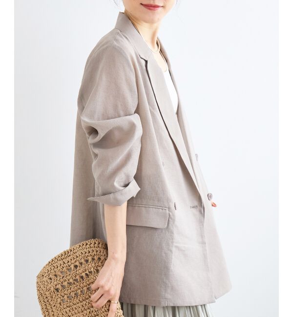  「≪手洗い可能≫リネンライクテーラードジャケット」|その他|