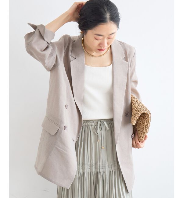  「≪手洗い可能≫リネンライクテーラードジャケット」|その他|