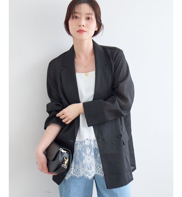  「≪手洗い可能≫リネンライクテーラードジャケット」|その他|