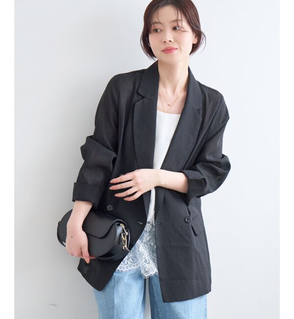  「≪手洗い可能≫リネンライクテーラードジャケット」|その他|