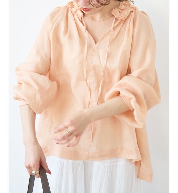  「ラミーカルゼフリルネックブラウス」|シャツ・ブラウス|