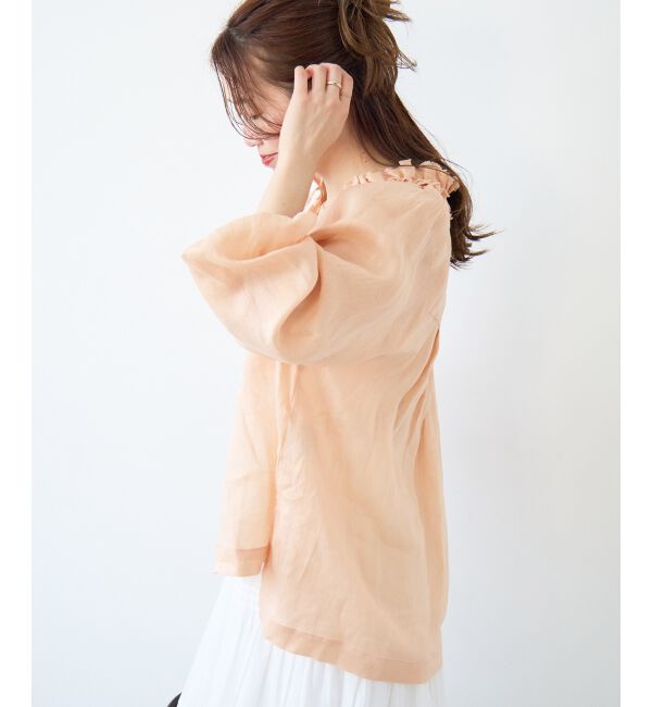  「ラミーカルゼフリルネックブラウス」|シャツ・ブラウス|