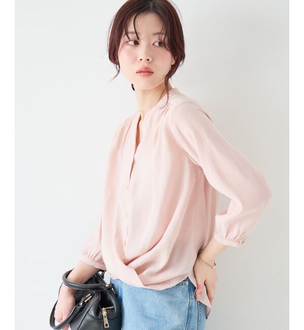  「バーボタンカシュクールブラウス」|シャツ・ブラウス|