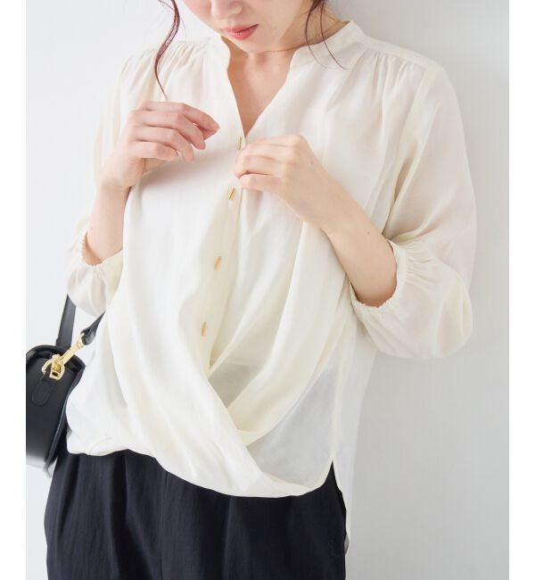  「バーボタンカシュクールブラウス」|シャツ・ブラウス|