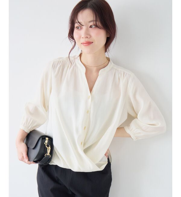  「バーボタンカシュクールブラウス」|シャツ・ブラウス|